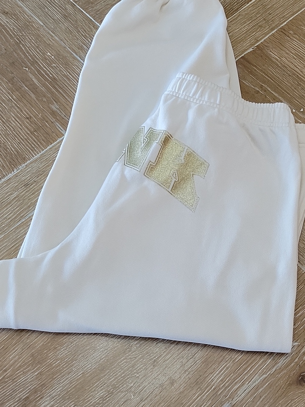 RARE PINK Victoria's Secret Beige Jogger Sweatpants Gold Sparkle Logo XL NWT - Picture 5 of 11